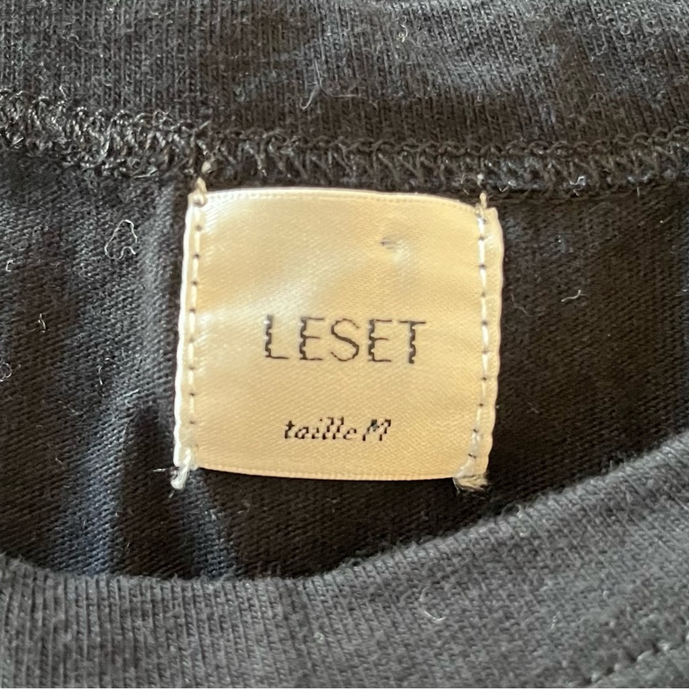 Leset Margo Black Sleeveless Cotton Cropped Crew Neck Tank Top EUC Size M - Picture 8 of 11